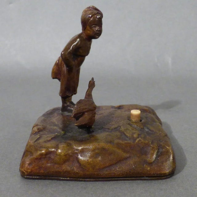 Antique Austrian Bronze Table Bell from Wiener Bronze For Sale - Image 4 of 7