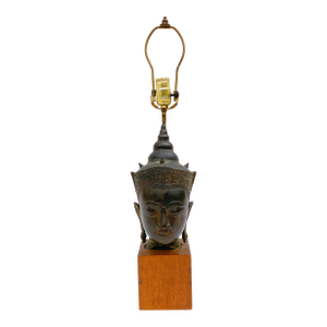A 19th Century Southeast Asian Bronze Buddha Head Mounted as a Table Lamp