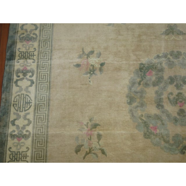 Sand VIntage Chinese Deco Rug, 7'11'' X 10'1'' For Sale - Image 8 of 11