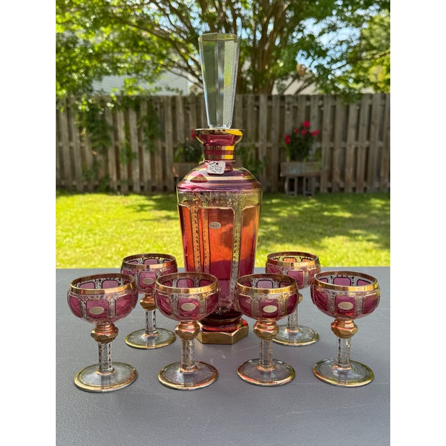It's astonishing that these antique Moser barware items still have their price and "Made in Czechoslovakia" tags on them,...
