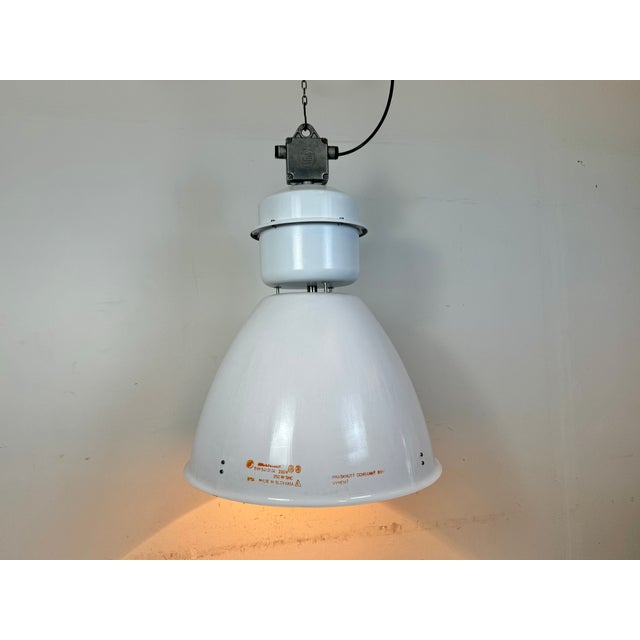 Large Industrial Factory Lamp in White Enamel from Elektrosvit, 1990s For Sale - Image 14 of 16