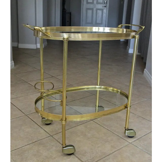 Metal 1970s Italian Brass Tea Cart For Sale - Image 7 of 13