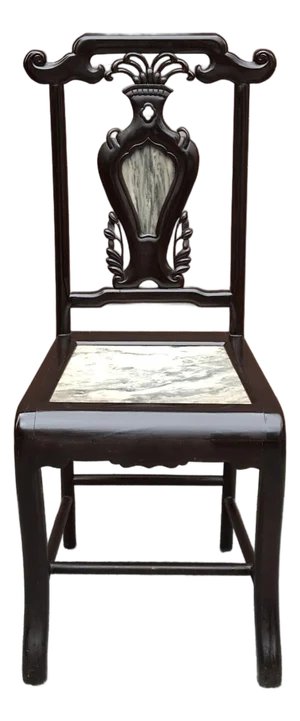 Late Qing Dynasty Rosewood and Marble Insets Shanghai Chair, Circa 1820s