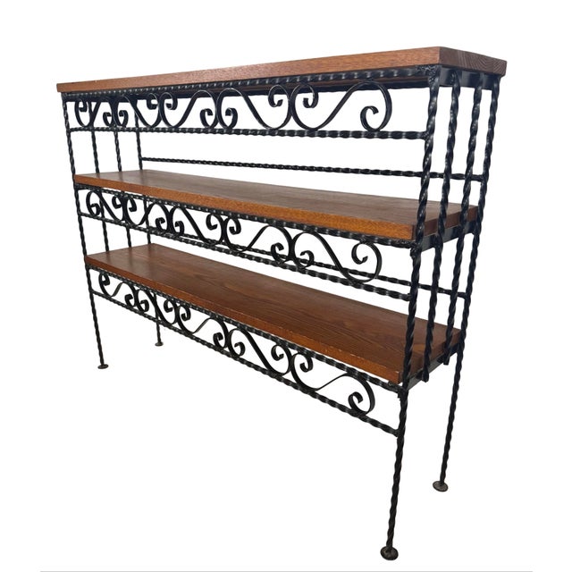 Mid 20th Century Vintage Wrought Iron Scroll Shelf, Handmade Studio Piece, Spanish Revival Style For Sale - Image 5 of 17