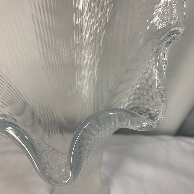 Heavy C. 1950s Clear Glass Handkerchief Vase 12” For Sale In Chicago - Image 6 of 7