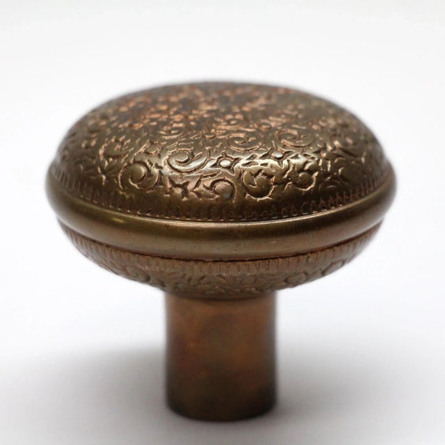 Traditional Antique Field Design Interior Bronze Door Knob For Sale - Image 3 of 4