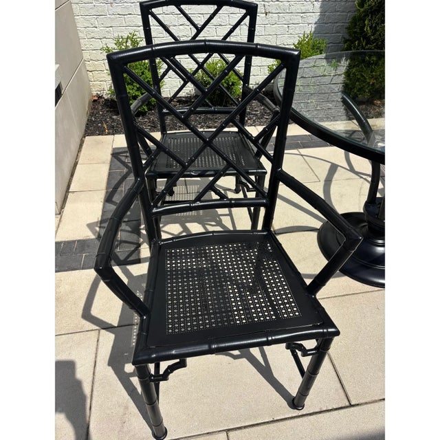 Chinoiserie Vintage Restored Chinoiserie Patio Dining Set by Meadowcraft For Sale - Image 3 of 12