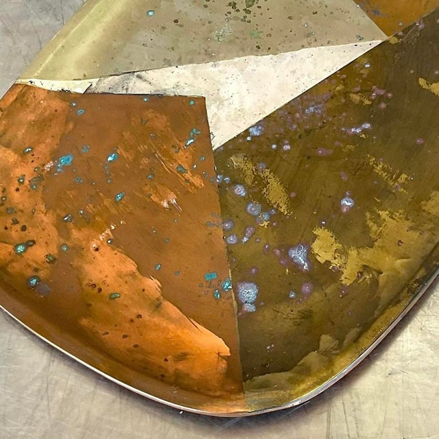 Metal Vintage Boho Multi Metal Serving Tray For Sale - Image 7 of 13