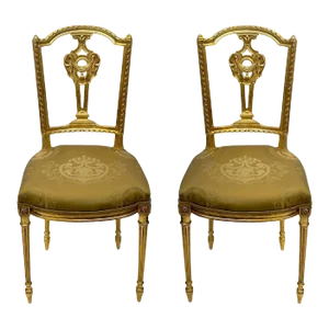 Pair of French Giltwood Accent Chairs, Circa 1910's