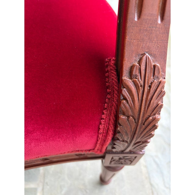 Mid-20th Century Italian Louis XVI Style Carved Walnut & Crimson Velvet Sofa by Meroni Francesco For Sale In Washington DC - Image 6 of 10