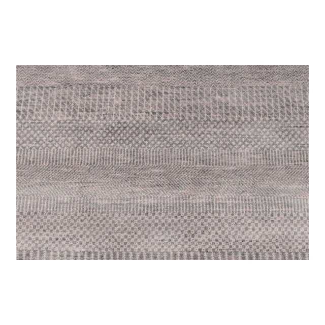 9' x 12' Savannah Hand Knotted Modern Grey Wool & Silk Rug For Sale