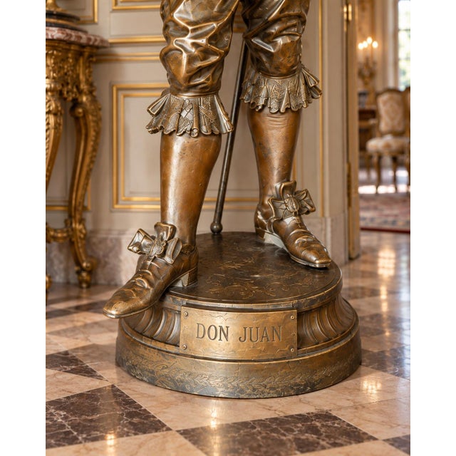 Late 19c Artisan Baroque Spelter Don Juan Statue For Sale - Image 10 of 18