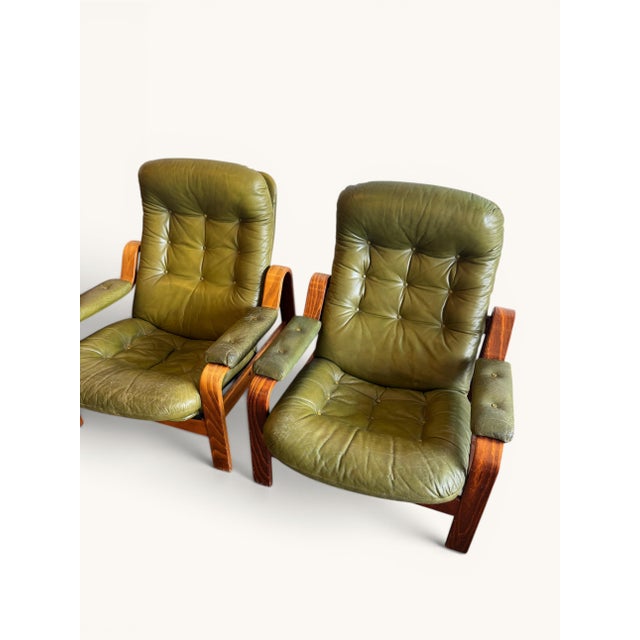 Olive Green Lounge Chairs from Göte Möbler, Sweden, 1970s, Set of 2 For Sale - Image 9 of 11