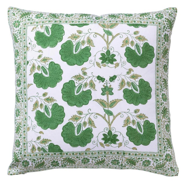 Janvi Green Reversible Pillow Case, 18" x 18" For Sale - Image 4 of 4