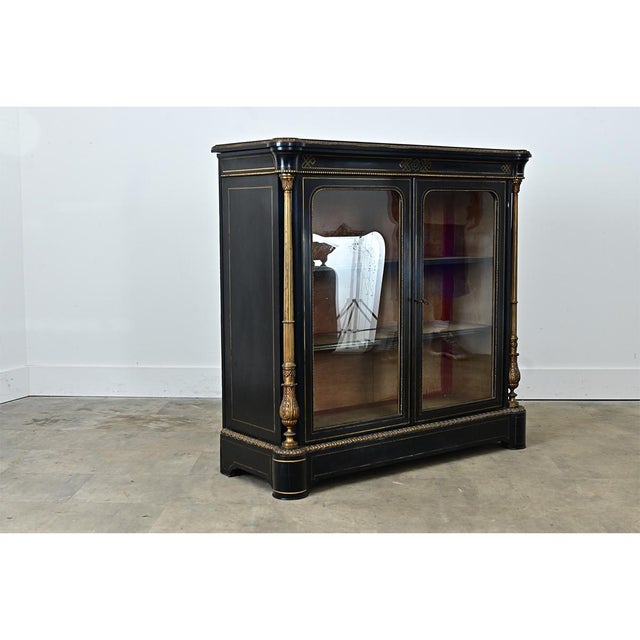 French 19th Century Ebonized Bibliotheque For Sale - Image 11 of 12