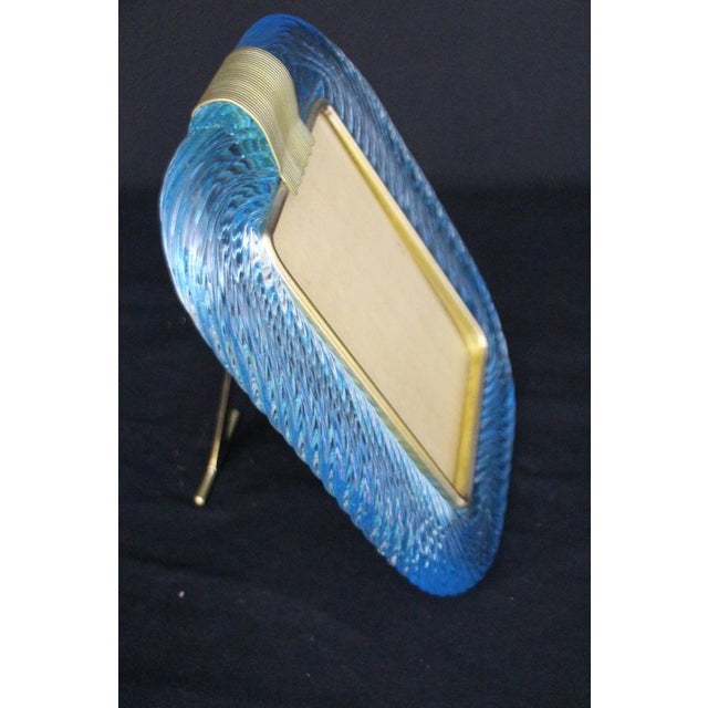 Sky Blue Twisted Photo Frame in Murano Glass and Brass, 2000 For Sale - Image 3 of 9