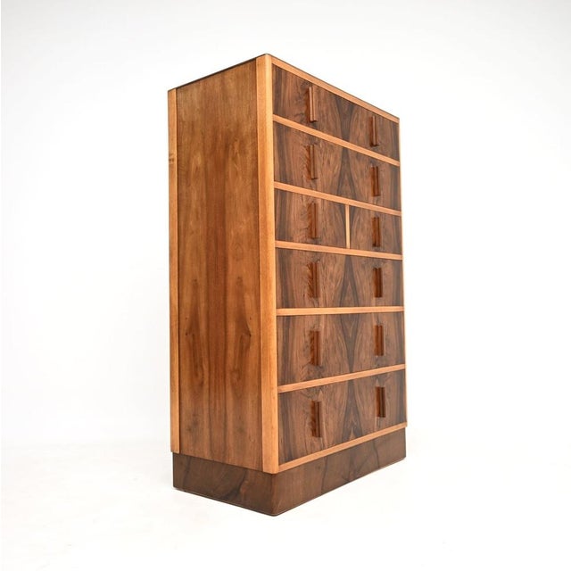 1930s Art Deco Figured Walnut Chest of Drawers, 1930s For Sale - Image 5 of 12