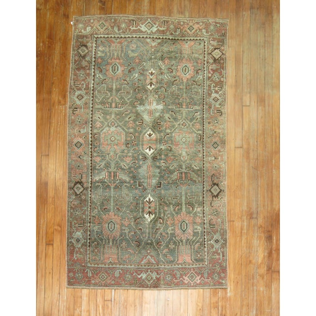 Early 20th Century Green Persian Tribal Bidjar Rug - 4'1" x 6'9" For Sale - Image 9 of 18