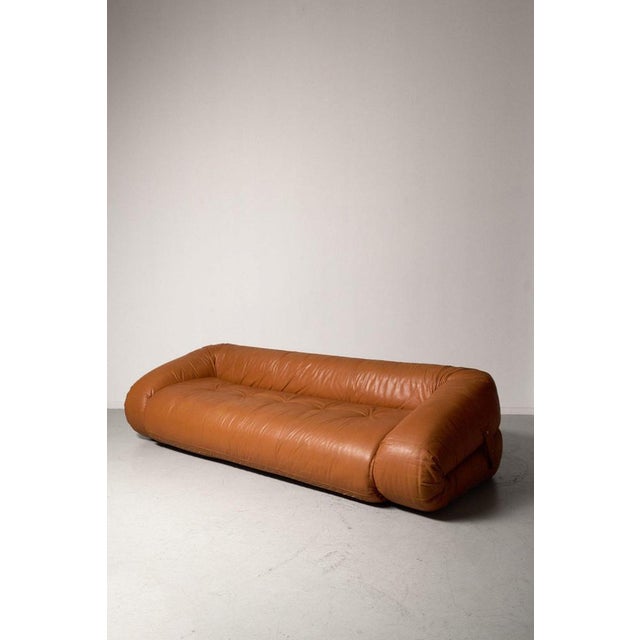 Rare Anfibio sofa by Alessandro Becchi in cognac leather. Comvertible sofa, in really good condition This piece is...
