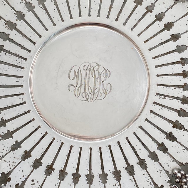 Victorian Antique Silver-Plated Pierced Handled Tray Victorian Era For Sale - Image 3 of 16