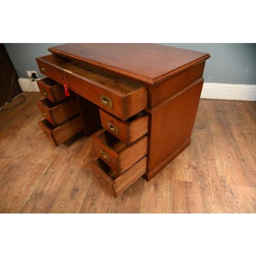 Military Campaign Pedestal Desk in Mahogany, 1880 For Sale - Image 6 of 15