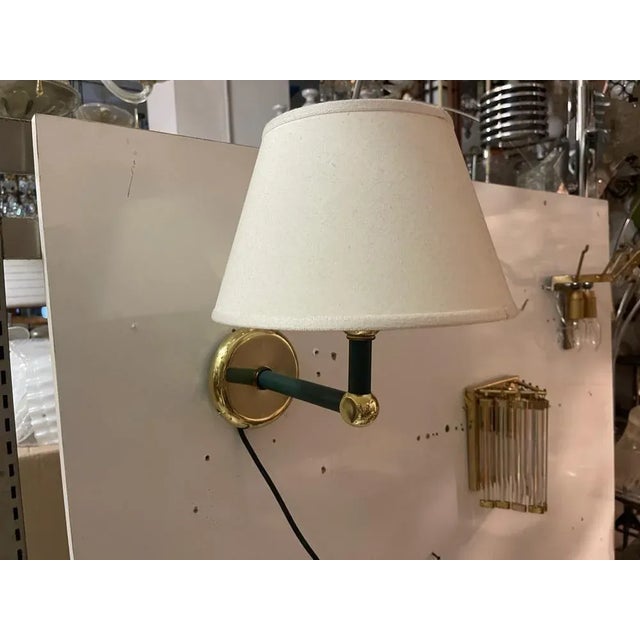 Olive Green Sconces in Brass, 1980s, Set of 4 For Sale - Image 3 of 9