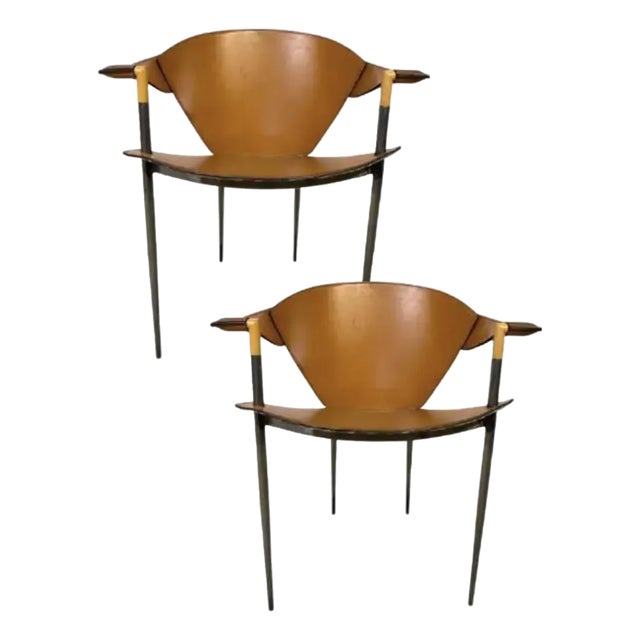 Italian Arraben 'Jocauro' Chrome and Leather Armchairs, a Pair For Sale