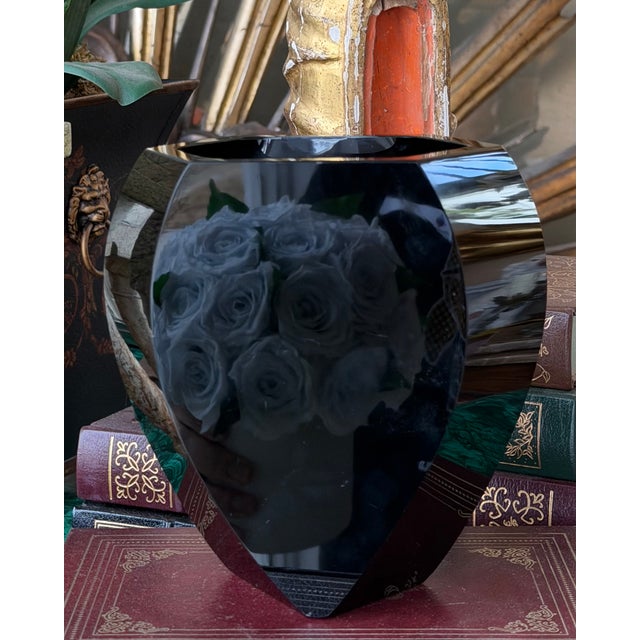 Black Mid Century Modern Murano Italian Art Glass Vase For Sale - Image 8 of 8
