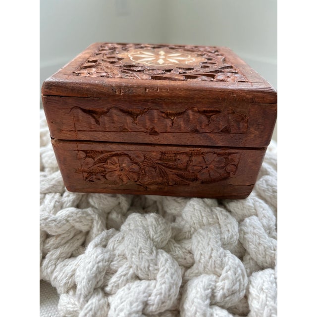 1960s Vintage Carved Walnut Keepsake Box For Sale In Houston - Image 6 of 9