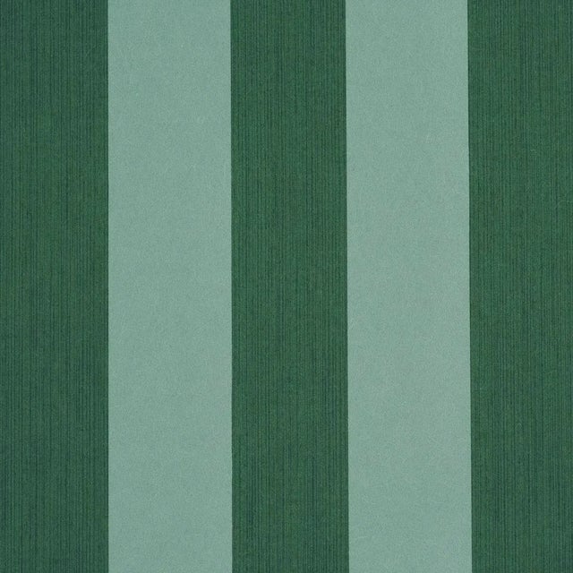 Schumacher Edwin Stripe Wide Wallpaper in Dark Green For Sale