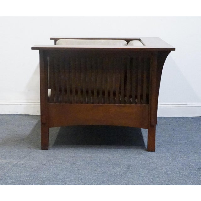 Stickley Furniture Solid Quarter Sawn Oak Mission Arts & Crafts Style 42" Accent Arm Chair For Sale In Kansas City - Image 6 of 8