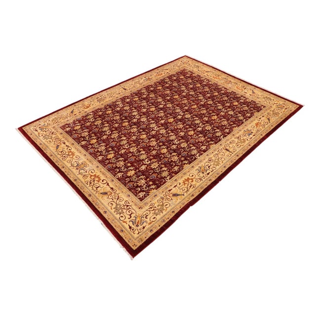 Contemporary 1980s Shabby Chic Ziegler Red Beige Hand-Knotted Wool Rug - 8'10'' X 11'11'' For Sale - Image 3 of 9