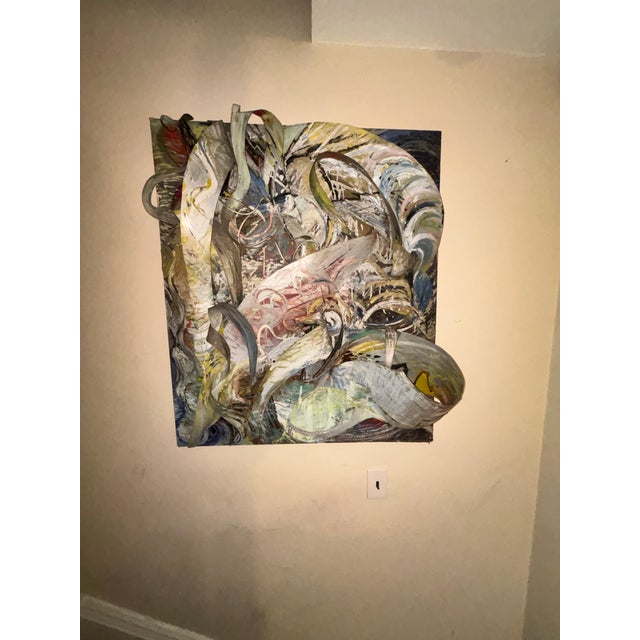 Wood Mulhern 1984 Abstract Mixed Media Wall Sculpture in Wood and Metal 40"x46" For Sale - Image 7 of 7