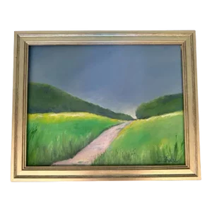 "Follow Your Path" Original Oil Painting by Christine Frisbee in Silver Frame