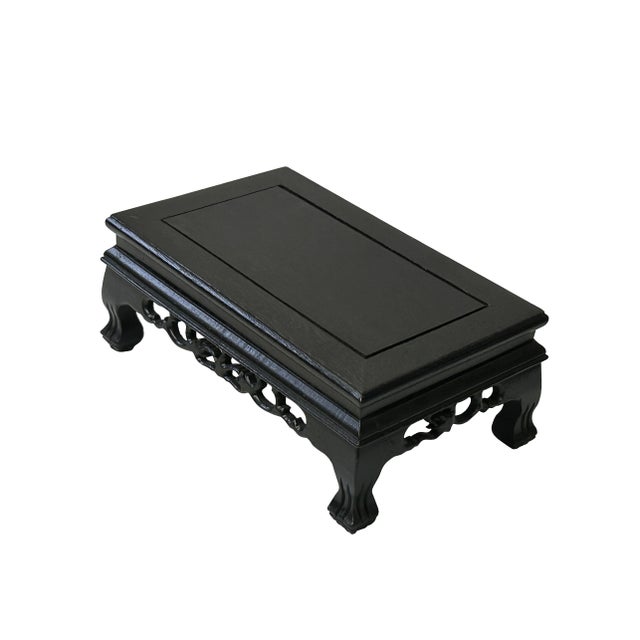 2000 - 2009 9" Brown Feather Pattern Rectangular Wood Display Stand Riser Easel For Sale - Image 5 of 7