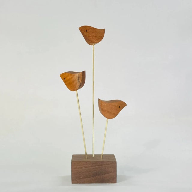 Mid-Century Modern Danish Style Three Little Birds Desktop Sculpture - 4 Piece Set For Sale - Image 3 of 9