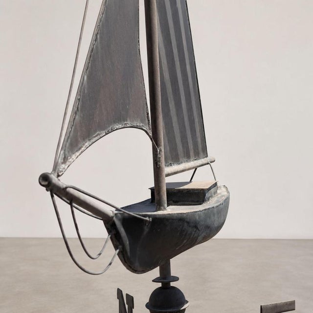 Copper 20th Century Three-Dimensional Copper Weathervane with Sailing Boat For Sale - Image 8 of 9