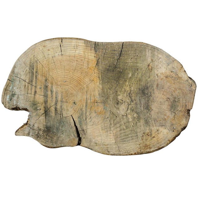 Rustic Hand-Carved Wooden Organic Tree Stump Door Stop with Iron Handle Top For Sale - Image 4 of 9