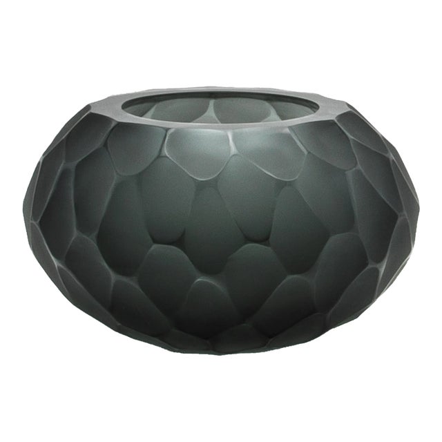 Hand-Blown Murano Battuto Bowl in Grey Large For Sale