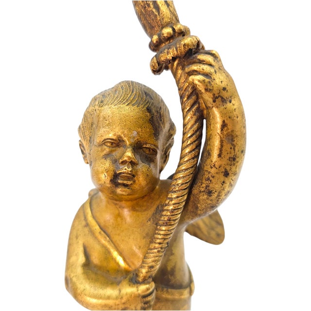 Rococo 19th C French Gilt Bronze Cherub Putti Candlestick Pair 14" For Sale - Image 3 of 18