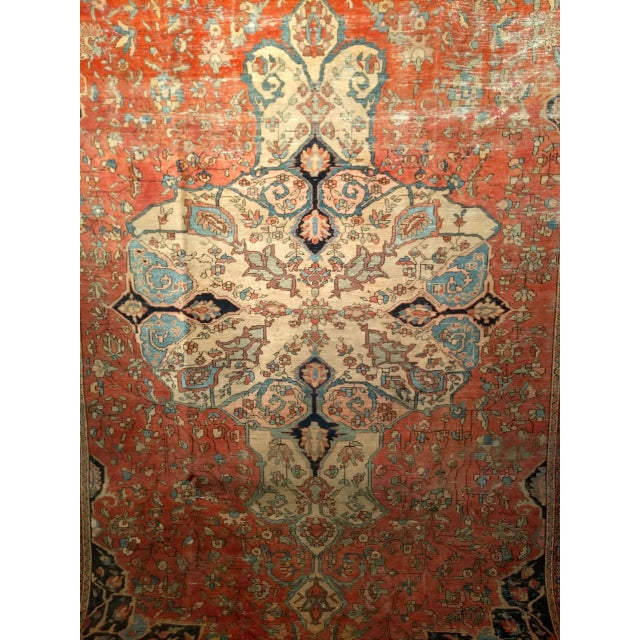 Mid 19th Century Persian Farahan Rug, Hand-Knotted Wool, Floral Medallion Pattern, Red & Blue, 8x12 For Sale - Image 12 of 18