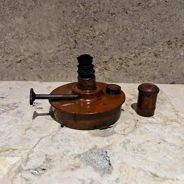 Early 20th Century 1904 Antique Manning Bowman Patinated Copper Brass Oil Lamp For Sale - Image 5 of 10