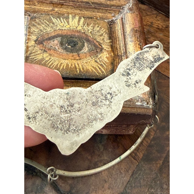 Metal Vintage Mexican Alpaca Silver Necklace Turquoise Inlay For Sale - Image 7 of 11