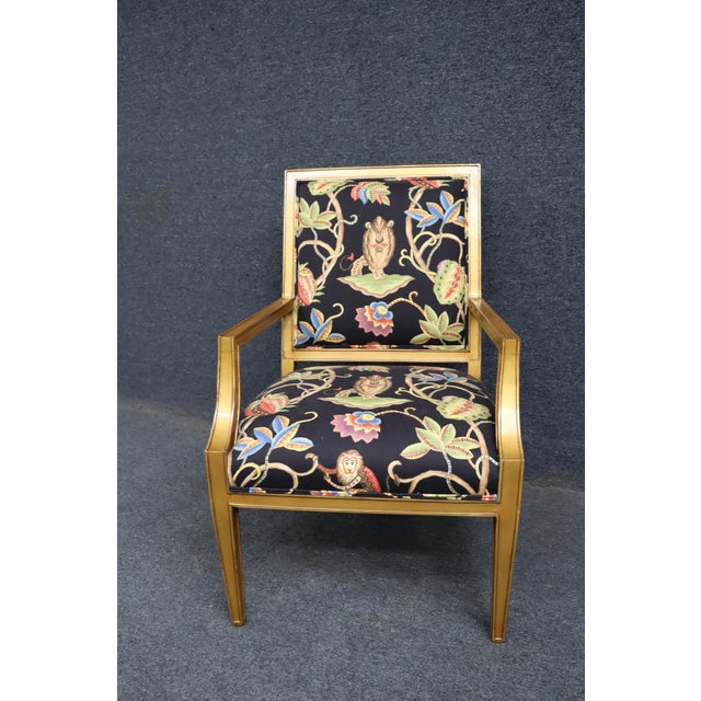 Late 20th Century Stickley Fine Upholstery Gilt Lounge Chair in Brunschwig & Fils Les Touches Bengal Fabric For Sale - Image 5 of 15
