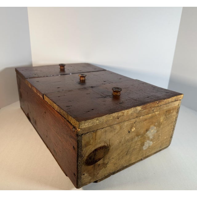 Wood Antique Pine Three Drawer Chest: Primitive Tabletop Storage For Sale - Image 7 of 10