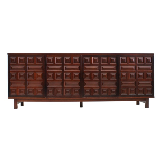 Vintage Spanish Brutalist Sideboard, 1970s For Sale