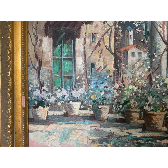 Vintage Italian Riviera Oil Painting, Mediterranean Seascape, Gold Frame, 36x48 For Sale - Image 10 of 11