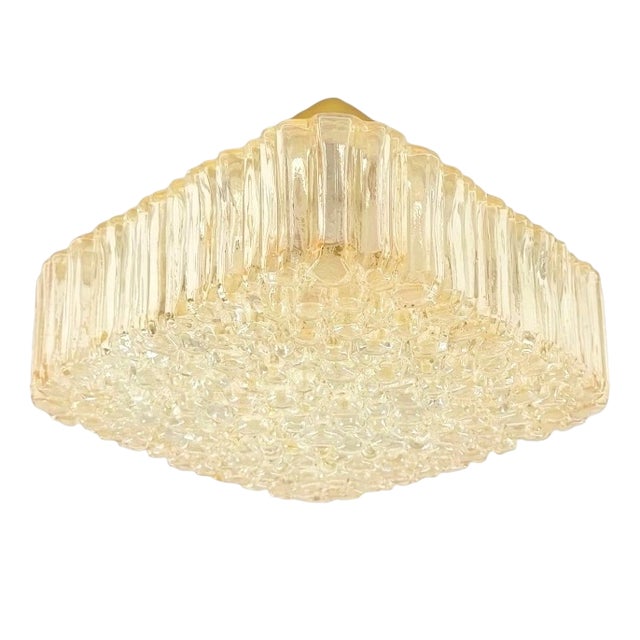 Mid-Century Amber Bubble Glass Flush Mount by Helena Tynell for Limburg, 1970s For Sale