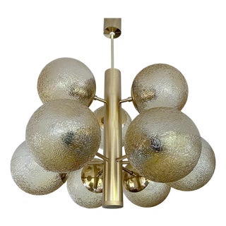 Large Space Age Glass Chandelier, 1970s For Sale