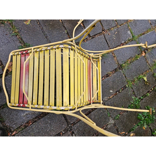 Vintage Russell Woodard Vinyl Strap Wrought Iron Patio Table and 4 Chairs For Sale - Image 13 of 13